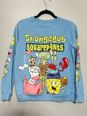 SpongeBob SquarePants Sky Blue Graphic Crewneck Sweatshirt